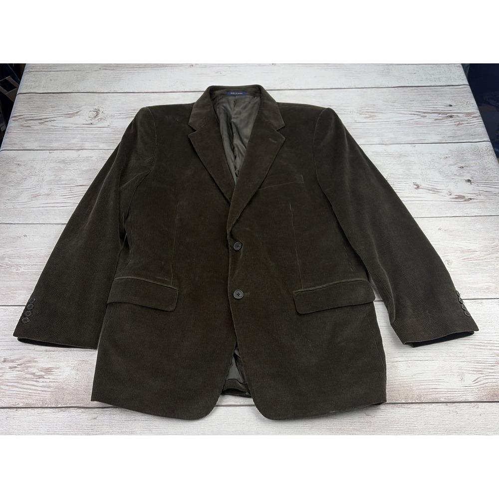 Club Room Corduroy Blazer Men's 44R Brown 2 Button Cotton Sport Coat Jacket EXC